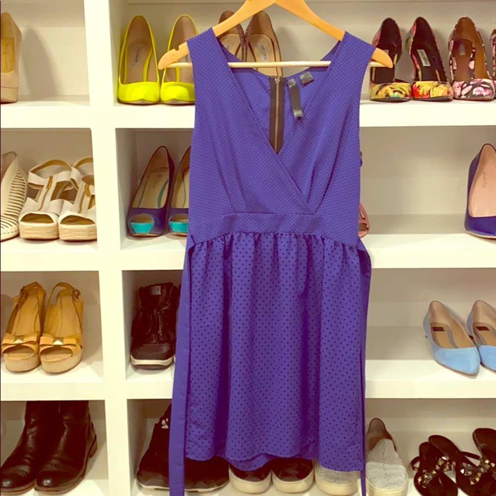 A line polka dot dress with gold back zipper